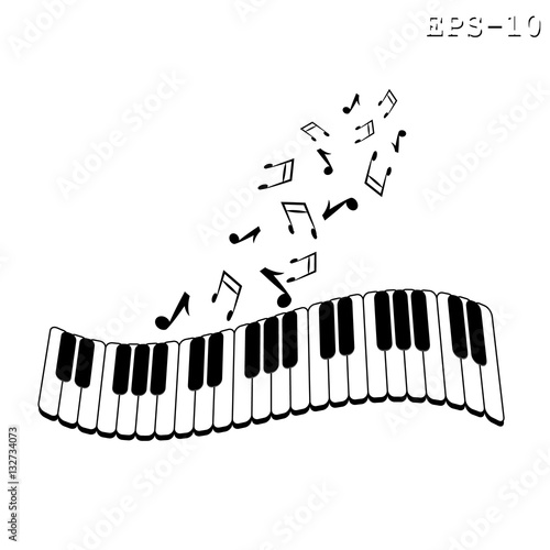 Musical keyboard and note.