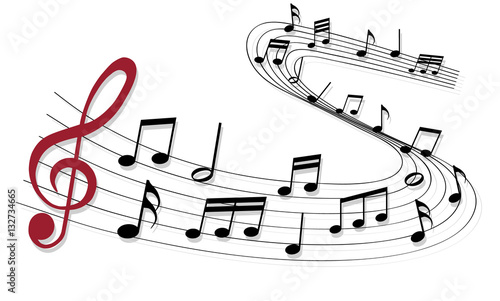Musiknoten - roter Violinschlüssel