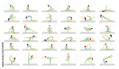 Obraz na plátně Yoga workout for women set on white background