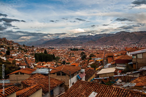 Panoramic view of the city of Cusco. photo