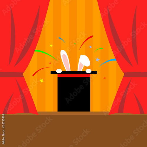 Magician shows the focus of the rabbit in the hat