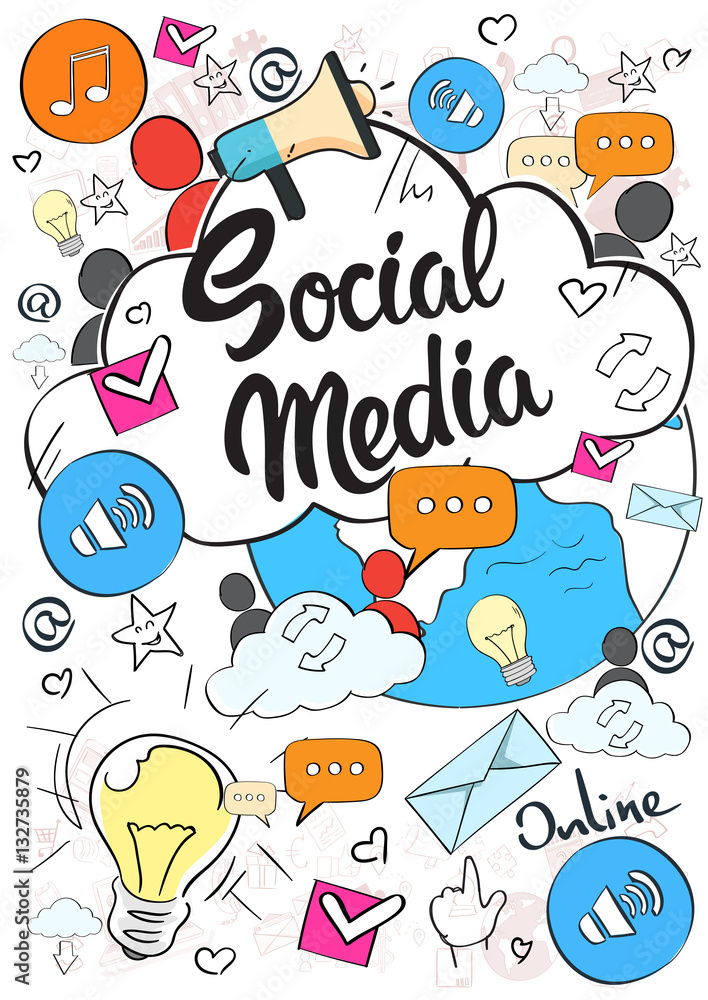 Social Media Communication Concept Internet Network Connection People Doodle Hand Draw Sketch Background Vector Illustration Social Media Communication Concept Internet Network Connection People Doodle Hand Draw Sketch Background Vector Illustration