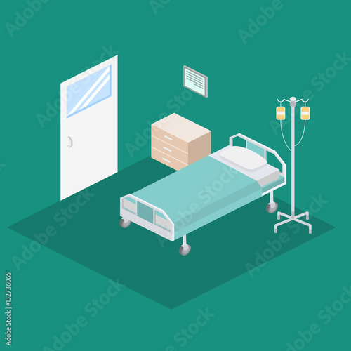 Isometric hospital design interior vector illustration