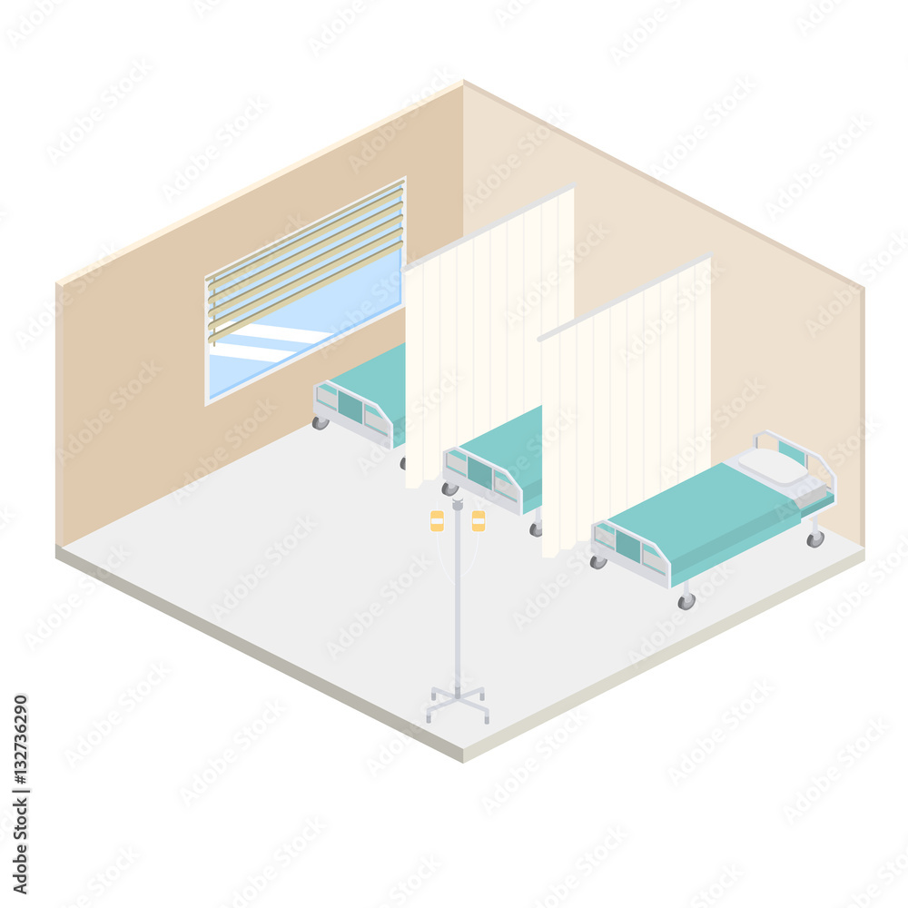 Isometric hospital design interior vector illustration Isometric hospital design interior vector illustration