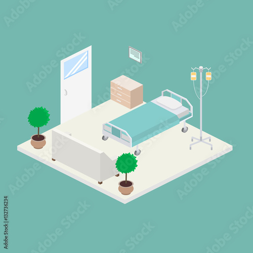 Isometric hospital design interior vector illustration