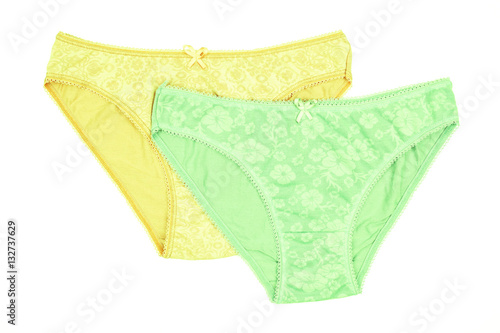 Women's cotton panties flowered isolated on white background.