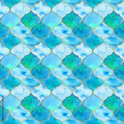 Quatrefoil. Watercolor seamless pattern