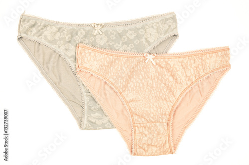 Women's cotton panties flowered isolated on white background.