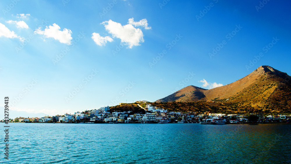 Mountain With Town Near Thera Santorini Oia Heaven Island In Greece Mountain With Town Near Thera Santorini Oia Heaven Island In Greece
