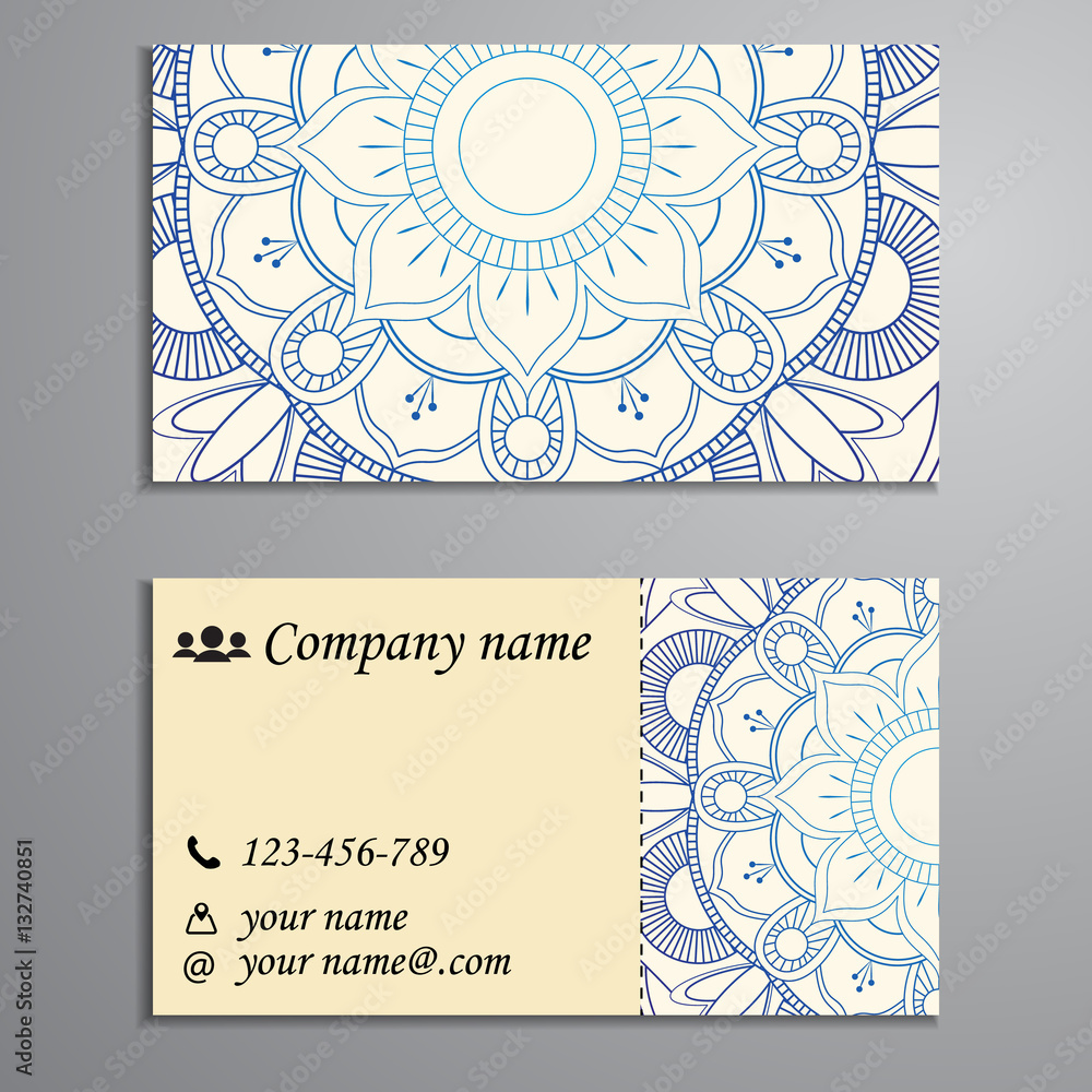 Invitation, business card or banner with text template. Round fl Invitation, business card or banner with text template. Round fl