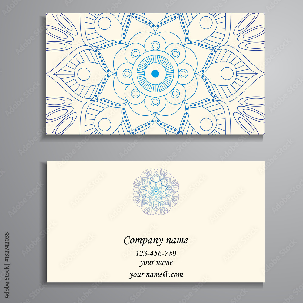 Invitation, business card or banner with text template. Round fl Invitation, business card or banner with text template. Round fl