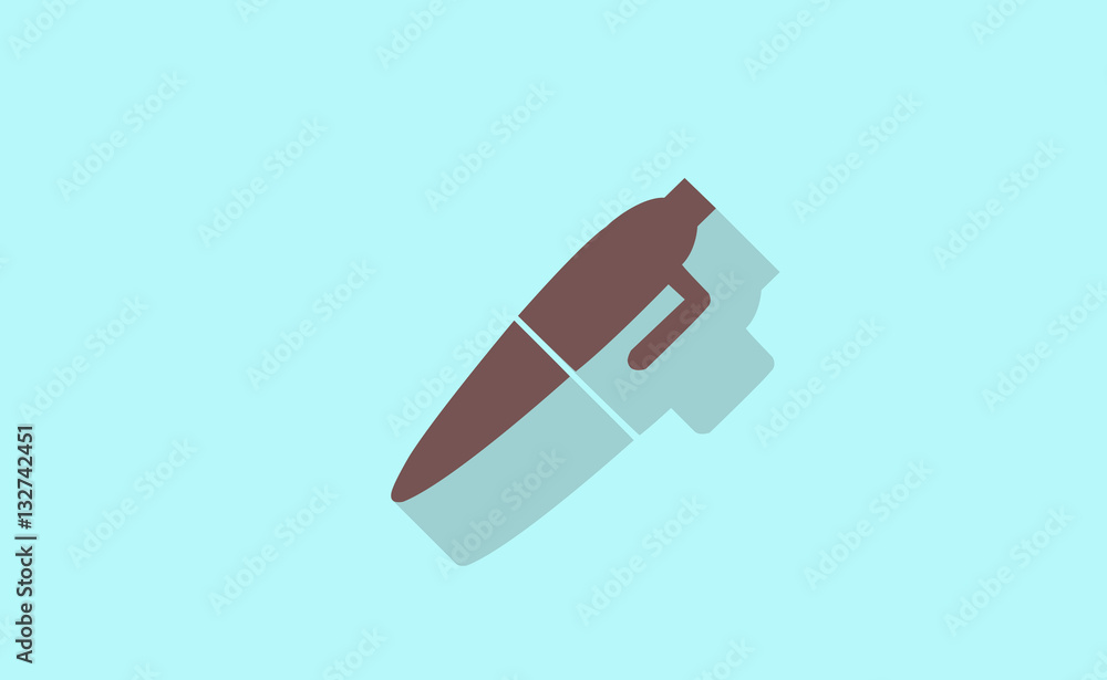 Vector flat office pen icon with long shadow Vector flat office pen icon with long shadow