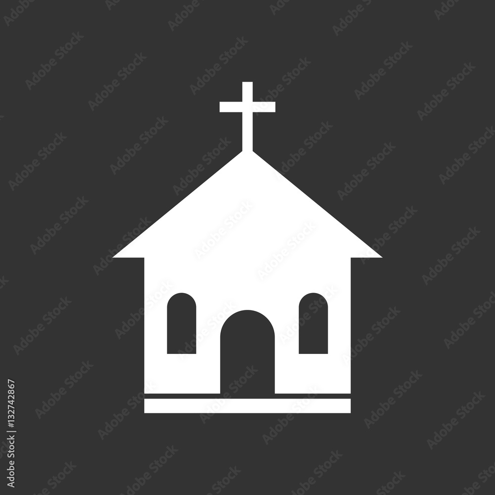 Church sanctuary vector illustration icon. Simple flat pictogram for business, marketing, mobile app, internet on black background.