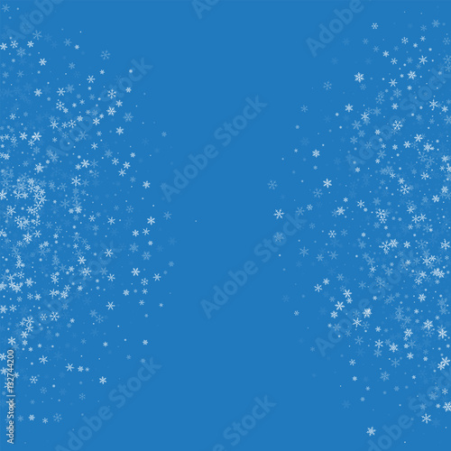 Beautiful snowfall. Abstract shape on blue background. Vector illustration.