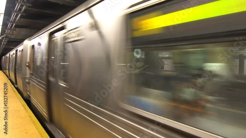 Fast passing New York City Subway Train