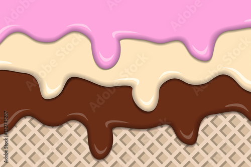 Different ice creams with wafer vintage abstract. Vector illustration