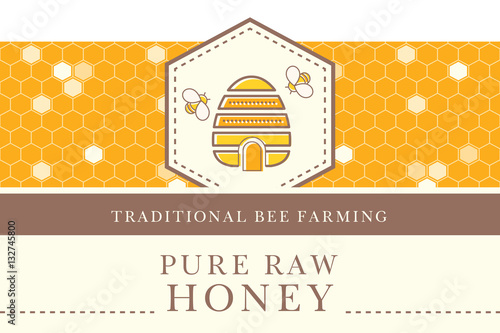 Vector template with seamless pattern - natural honey collection