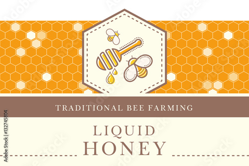 Vector template with seamless pattern - natural honey collection