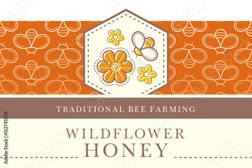 Vector template with seamless pattern - natural honey collection