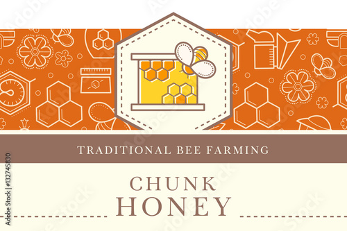 Vector template with seamless pattern - natural honey collection