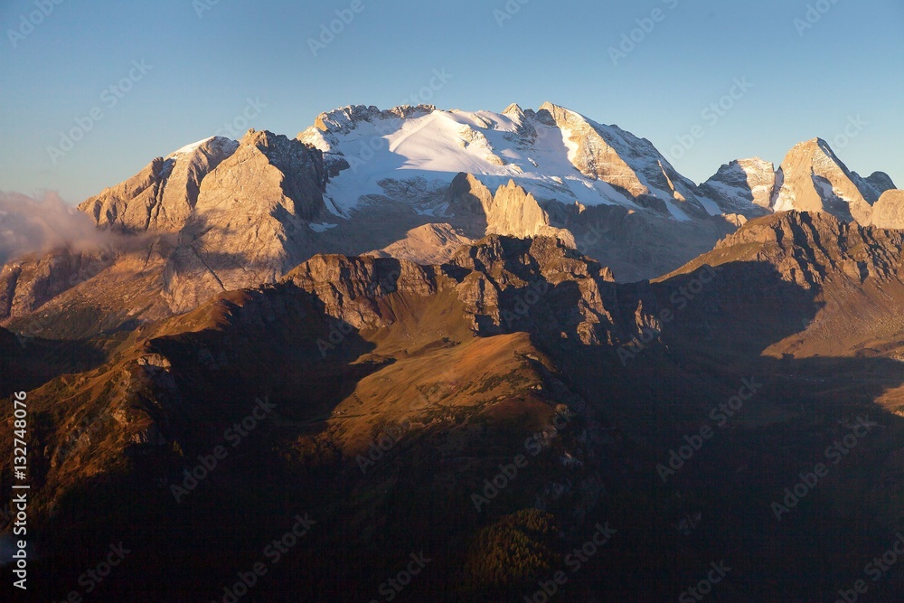 panoramic view of mount Marmolada, Alps Dolomites