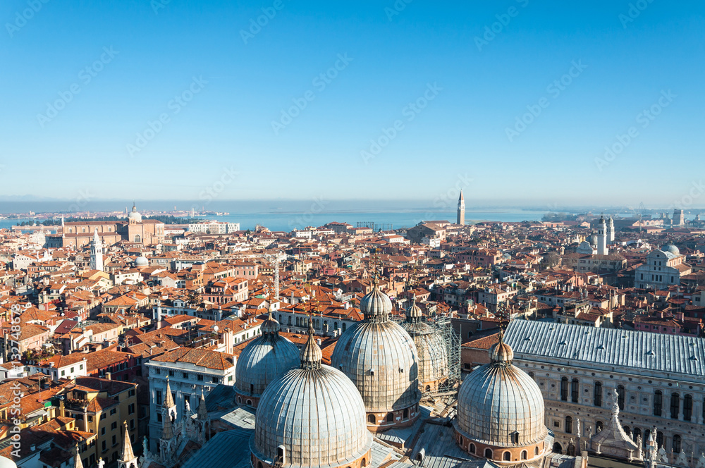 Panoramic aerial cityscape of Venice, Italy