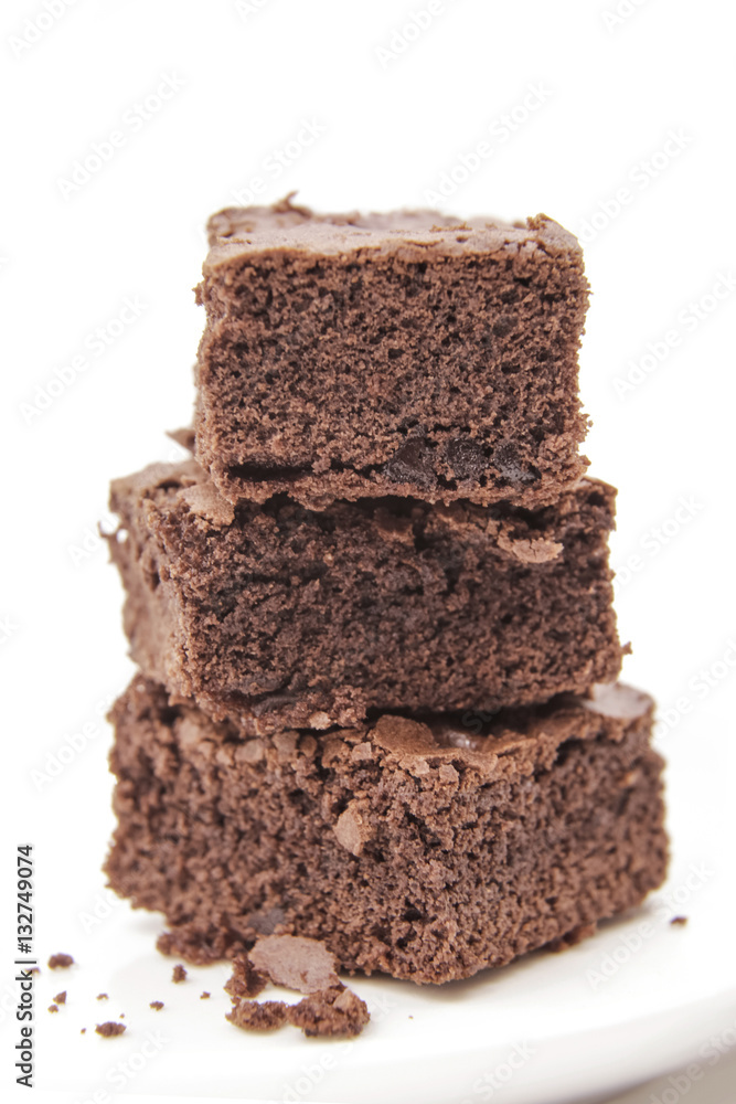 Chocolate Brownie isolated on white background Chocolate Brownie isolated on white background