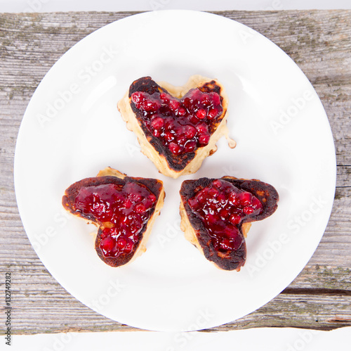 Wallpaper Mural Heart shaped pancakes with cowberry jam Torontodigital.ca