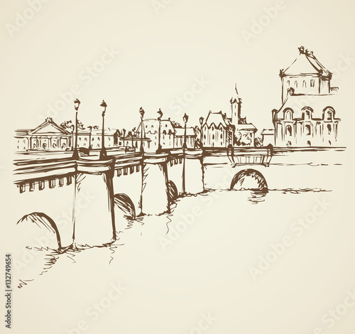 Bridge. Vector drawing
