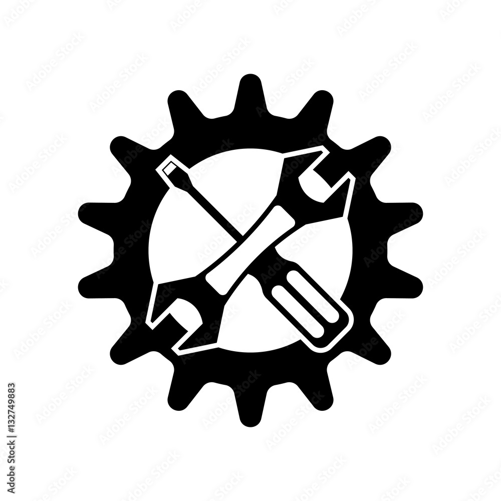 Service tool icon. Wrench, gear, screwdriver. Service tool icon. Wrench, gear, screwdriver.