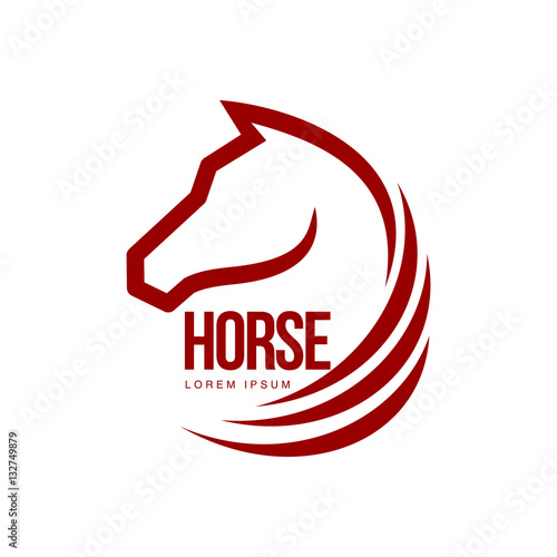 Horse head profile graphic logo template, vector illustration on white background. Stylish horse head outline for stable, farm, race logo design