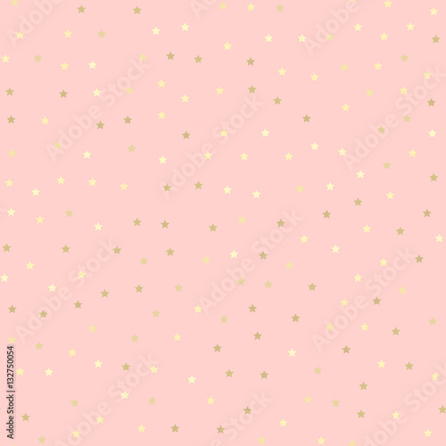 Golden glitter stars, seamless pattern, pink background