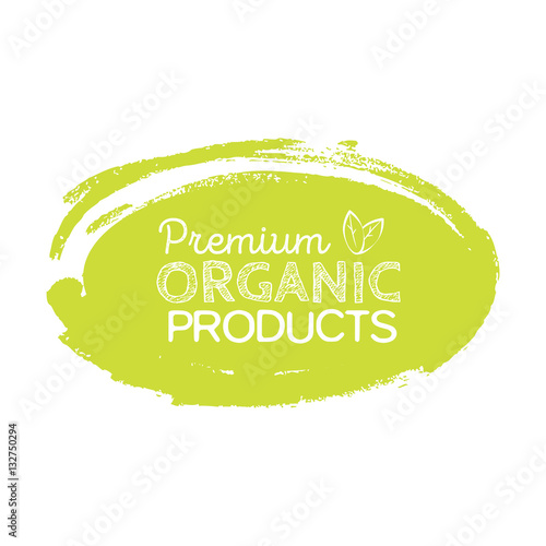 Organic product badge, vintage label with hand drawn lettering Natural cosmetics.
