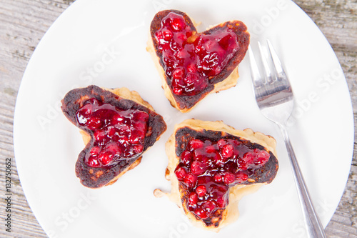 Wallpaper Mural Heart shaped pancakes with cowberry jam Torontodigital.ca