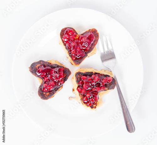 Wallpaper Mural Heart shaped pancakes with cowberry jam Torontodigital.ca