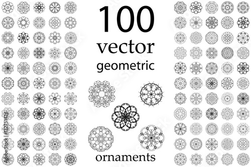 100 Set abstract geometric mandala round ornament