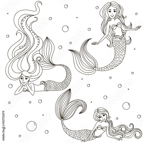 Εκτύπωση καμβά Mermaid Set .