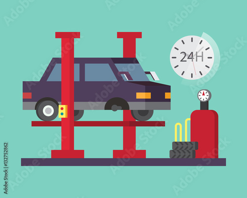 Car service. Auto diagnostics and transport repair, tire change