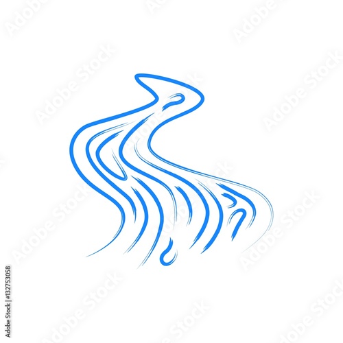 Vector abstract symbol of the river. Drawing with watercolors