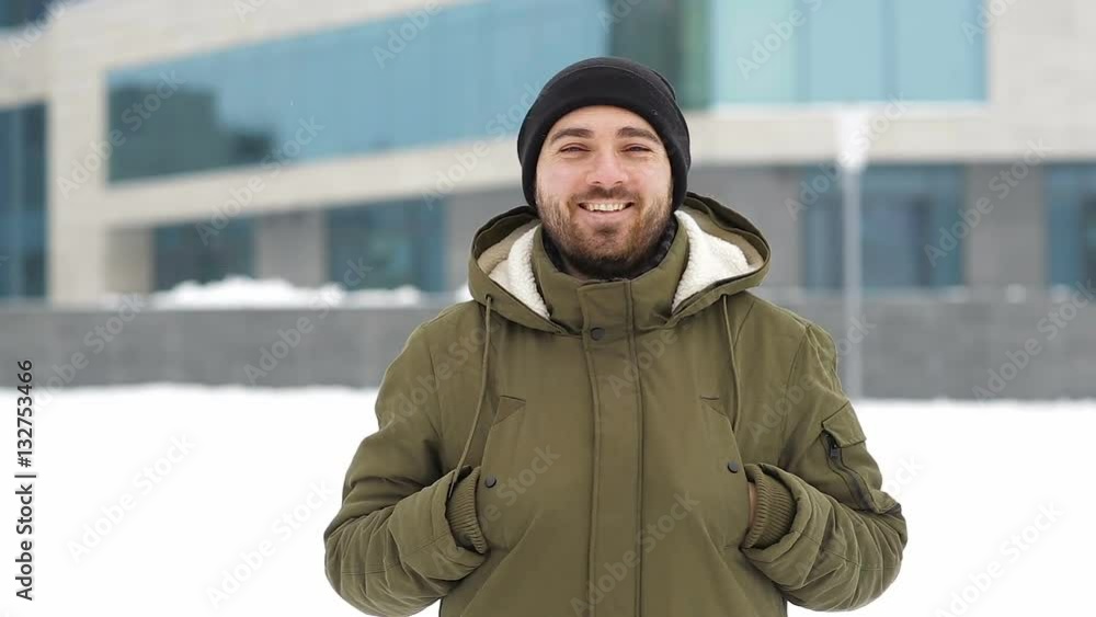 Portrait of happy young man in the city Portrait of happy young man in the city