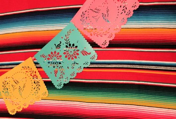 Mexican cinco de mayo poncho serape background fiesta Mexico day of the dead decoration bunting papel de picado copy space pattern blanket copy spacestock, photo, photograph, picture, image, 