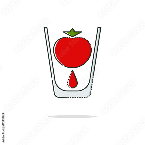Tomato juice color thin line icon. Mbe minimalism style