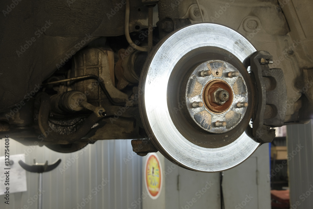 caliper of the car which is hung out on the lift StockFoto Adobe Stock