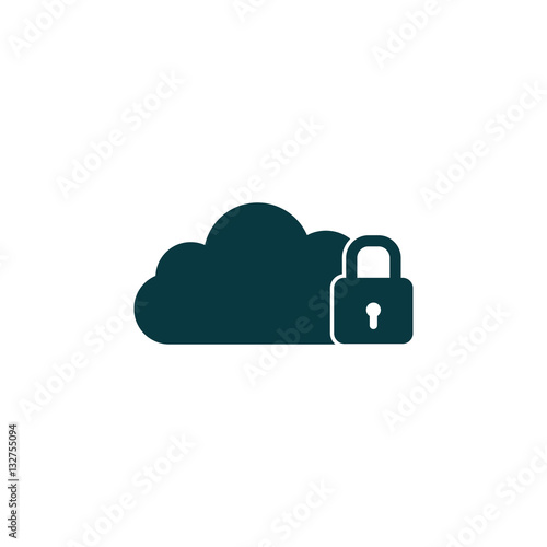 cloud lock icon, vector illustration