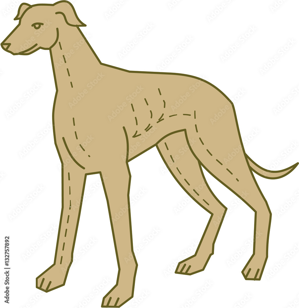 Greyhound Dog Standing Mono Line