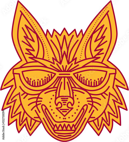 Coyote Head Sunglasses Smiling Mono Line