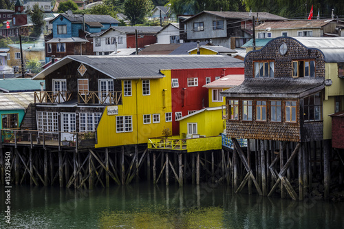 Palafitos en Castro, isla de Chiloé, Chile. photo