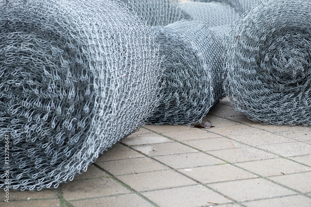 rolls of metal fences