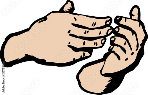 Close up on hands holding nothing