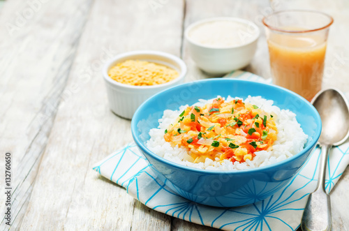 Yellow lentils Dahl with rice